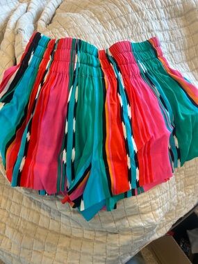 Ella Moss Bright Multicolor Striped Elastic-Waist Mini Skirt